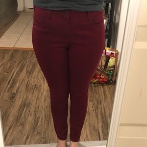 Old Navy Maroon Rockstar Super Skinny Jeggings